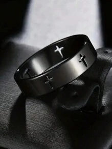 1 Stück neuer geometrischer Ausschnitt Edelstahlring, Unisex Alltagskleidung