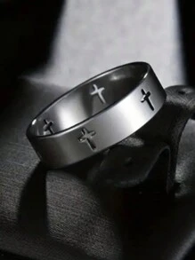 1 Stück neuer geometrischer Ausschnitt Edelstahlring, Unisex Alltagskleidung