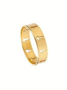 1 Stück neuer geometrischer Ausschnitt Edelstahlring, Unisex Alltagskleidung