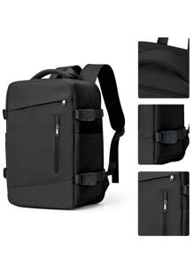 輕盈耐水尼龍布電腦商務行李，適配15.6英寸筆記本電腦，適用於商務、度假、大學、學校、戶外、假日、購物等場合，男孩女孩學生禮物，適合女性客艙行李尺寸40x20x25，短途旅行大容量背包，旅行必備，可放置手提電腦，可配戴行李帶，防盜，鞋子收納層，適合青少年女孩女性大學生、男孩、男性，適用於大學、小學、中學、高中、工作、商務、通勤、戶外、旅行、出行等。 - 黑色 - 查看 5