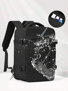 輕盈耐水尼龍布電腦商務行李，適配15.6英寸筆記本電腦，適用於商務、度假、大學、學校、戶外、假日、購物等場合，男孩女孩學生禮物，適合女性客艙行李尺寸40x20x25，短途旅行大容量背包，旅行必備，可放置手提電腦，可配戴行李帶，防盜，鞋子收納層，適合青少年女孩女性大學生、男孩、男性，適用於大學、小學、中學、高中、工作、商務、通勤、戶外、旅行、出行等。 - 黑色 - 查看 4