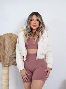 Women Down Coats - Beige - View 1