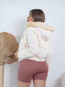 Women Down Coats - Beige - View 5