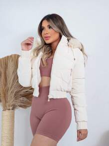 Women Down Coats - Beige - View 4