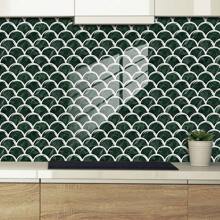 1set/10pcs Modern Style Blue-Green Ombre Wave Pattern Ceramic Tile Sticker, Fresh And Healing Colors, For Kitchen, Bathroom, Cabinet, Wall Decoration, Bar, Waterproof And Removable, Easy To Install