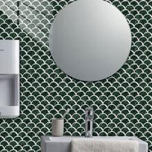 1set/10pcs Modern Style Blue-Green Ombre Wave Pattern Ceramic Tile Sticker, Fresh And Healing Colors, For Kitchen, Bathroom, Cabinet, Wall Decoration, Bar, Waterproof And Removable, Easy To Install