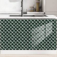 1set/10pcs Modern Style Blue-Green Ombre Wave Pattern Ceramic Tile Sticker, Fresh And Healing Colors, For Kitchen, Bathroom, Cabinet, Wall Decoration, Bar, Waterproof And Removable, Easy To Install