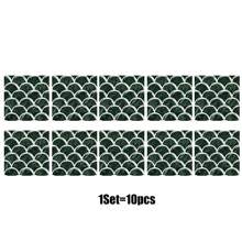 1set/10pcs Modern Style Blue-Green Ombre Wave Pattern Ceramic Tile Sticker, Fresh And Healing Colors, For Kitchen, Bathroom, Cabinet, Wall Decoration, Bar, Waterproof And Removable, Easy To Install