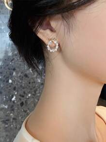 1 Pair Of Hollow Out Round Hoop Earrings, Fashion Multilayer Twisted Stud Earrings, Minimalist Style For Women Halloween Valentine's Day