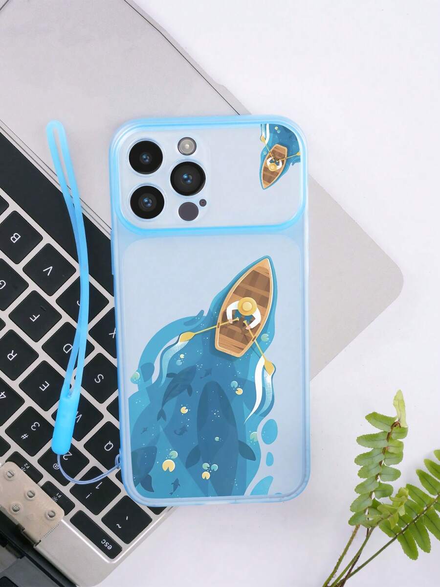1 Ốp điện thoại bảo vệ bằng Tpu trong suốt màu xanh mờ dạ quang có họa tiết thuyền buồm và 1 Dây treo silicon màu xanh dạ quang/Vỏ điện thoại phát sáng/Vỏ điện thoại huỳnh quang/Vỏ điện thoại ngộ nghĩnh Tương thích với IPhone/Android/Samsung/Xiaomi/Oppo/Apple 15pro Max/Apple 14pro Max /Samsung A52 4g/Samsung A31 4g/Samsung A23/Redmi Note 11 Pro 4g/Redmi Note 12 4g/Oppo A54/Samsung A14/Samsung A54
