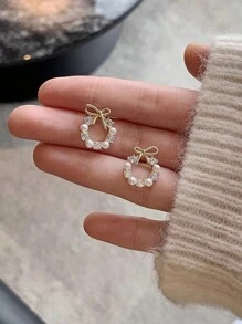 1 Pair Of Hollow Out Round Hoop Earrings, Fashion Multilayer Twisted Stud Earrings, Minimalist Style For Women Halloween Valentine's Day