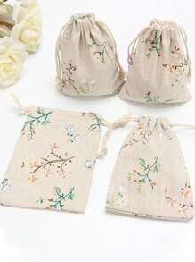 15pcs Classical Trees And Flowers MINI Burlap Bag Drawstring Gift Bag Jewelry Packaging Bag Wedding Gift Bag Wedding Decoration Party Gift Bag Birthday Gift Bag Party Favors Birthday Decoration Party Gift Decoration Party Supplies Valentine Day