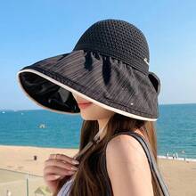 1 Mũ Xô Có Thể Gập Lại Mùa Hè Có Lỗ Đuôi Ngựa Và Vành Rộng, Mũ Chống Nắng Thời Trang Cho Kỳ Nghỉ - Nhiều màu - Xem 5