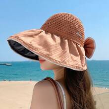 1 Mũ Xô Có Thể Gập Lại Mùa Hè Có Lỗ Đuôi Ngựa Và Vành Rộng, Mũ Chống Nắng Thời Trang Cho Kỳ Nghỉ - Nhiều màu - Xem 3