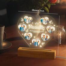 1款個性化夜燈與家人照片,特別為媽媽設計的母親節禮物（女兒兒子）-有圖片的亞克力心型夜燈,生日媽媽妻子送的客製化紀念日禮物 - 彩色 - 查看 2