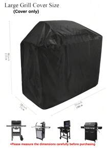 1pc Large Bbq Cover, 210d Heavy Duty Waterproof Gas Grill Cover, Black, Heat Resistant, Stain Resistant, Weather Resistant, Bbq Accessories For Gas Grill - Black - View 8