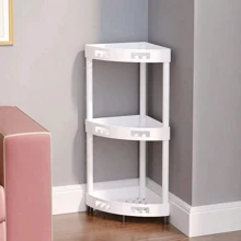 Badezimmer Speicherregal Für Toilettenartikel, Freistehendes Dreieckförmiges Mehrschichtiges Nutzregal Mit Rädern