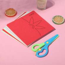 1pc Paper Cutting Set With 96 Sheets, Including Scissors, Color Paper, Origami, Children Diy Handmade Art And Craft Supplies (Random Style) - Multicolor - View 2