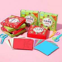 1pc Paper Cutting Set With 96 Sheets, Including Scissors, Color Paper, Origami, Children Diy Handmade Art And Craft Supplies (Random Style) - Multicolor - View 6