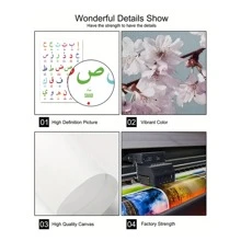 1 pieza Cartel impreso en lienzo educativo que presenta alfabeto islámico árabe y obras de arte con números para decoración de pared en baño, dormitorio, oficina, sala de estar, etc. Impermeable y sin marco, regalo de arte de pared para cumpleaños y graduación