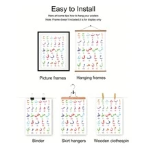 1 pieza Cartel impreso en lienzo educativo que presenta alfabeto islámico árabe y obras de arte con números para decoración de pared en baño, dormitorio, oficina, sala de estar, etc. Impermeable y sin marco, regalo de arte de pared para cumpleaños y graduación