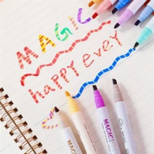 1PC A Versatile 12-Piece Dual-Tip Highlighter Set With Magical Color Variations, 12 Rainbow Shades For Creative Journaling, Crafts And Marking - Multicolor - View 4