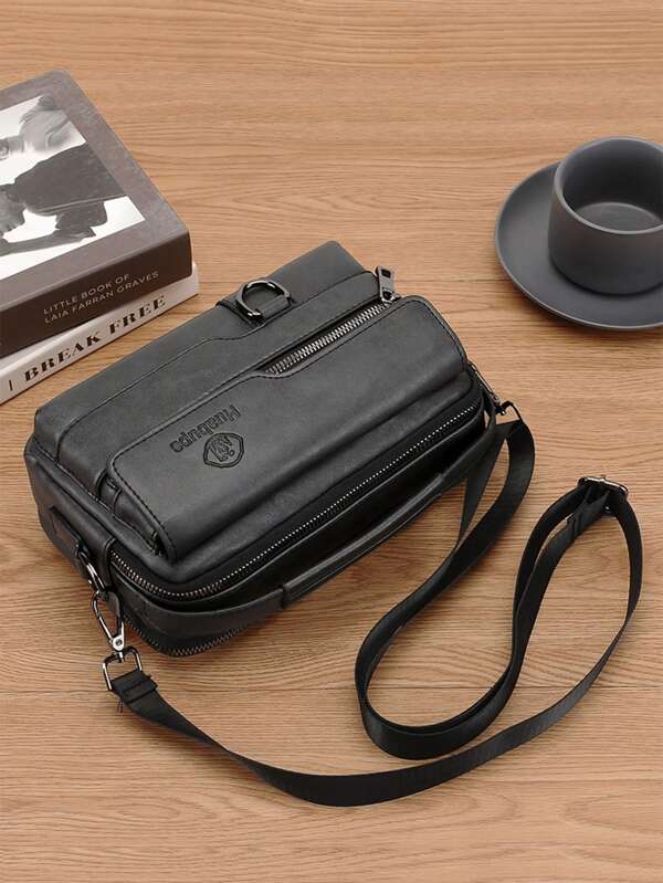 gorchis New Style Pu Leather Crossbody Bag With Multiple Pockets, Black Color Multi-Functional Shoulder Bag With Good Quality And Single Handle Sling Vacation School Summer Waterproof Carry On PU Leather Black Personalized Gifts Holiday Thanksgiving Bag Leather Bag Hobo Bag Tote Bag Gifts Men Bag Travel Essentials Retro Bag Gifts Valentine Day Black Bag Camping Sling Bag Stickers Bags Winter Back To School Valentines Gifts For Men Gift Bag Pack Cross Body Bag Spring Vintage Bags School Supplies Purse