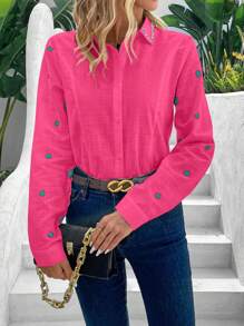 Women Blouses - 玫紅色 - 查看 2