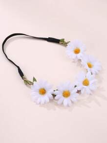 1pc Girls Daisy Flower Headband Hair Accessory, Daily Decoration - Multicolor - View 3