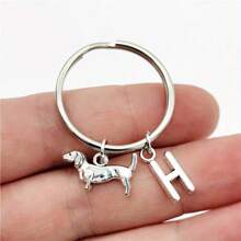 腊肠犬字母首字母钥匙扣可爱宠物狗合金钥匙链环钱包背包挂饰狗妈妈爸爸宠物爱好者礼物汽车配件包挂饰学院风哥特 Y2k - 銀色 - 查看 14