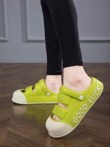 Fashionable Patchwork Wooden Clogs - Breathable Anti-Slip EVA Sandals With Adjustable Strap, Suitable For Casual Outdoor Activities, Great For Spring, Summer And Fall, Beach Shoes, Colorful Pattern Sandals, Breathable Uppers