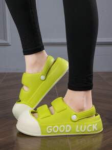 Fashionable Patchwork Wooden Clogs - Breathable Anti-Slip EVA Sandals With Adjustable Strap, Suitable For Casual Outdoor Activities, Great For Spring, Summer And Fall, Beach Shoes, Colorful Pattern Sandals, Breathable Uppers