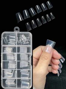 120 stks/doos Korte Eend Valse Nagel Tips Verlenging Franse Acryl Capsule Volledige Dekking Eend Tips Kunstmatige Nep Nagels Druk op Nagels Nagelbenodigdheden