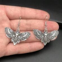 1 par de pendientes con colgante de calavera y polilla, estilo bohemio, joyería de moda punk, regalo para mujeres