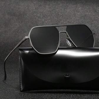 Men's Polarized Metal Frame Polygonal Aviator Fashion Glasses, For Men Outdoor Sports Party Vacation Travel Driving Fishing SuppliesPhoto Props, Ideal Choice For Gifts Beach Accessories Glasses Shades For Summer Beach Vacation, Outdoor, Travel