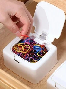 1pc Desktop Snap-On Storage Box, Mini Desktop Organizer Box, Clean Swab Box, Small Items Storage Box, Jewelry Storage Box, Plastic Covered Storage Bucket, Clean Swab Box, Dust-Proof Small Items Organizer