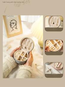 1入組旅行用珠寶收納盒,帶有圓形絨面和方形pu拉鍊閉合珠寶盒,便攜式耳環,項鍊和戒指收納盒,緊湊的首飾收藏盒,適合家庭旅行使用。 - 多色 - 查看 1