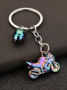 2 piezas Llavero con forma de casco de motocicleta creativo, un llavero colgante de cintura con forma de anuncio de automóvil, un regalo genial para amigos, accesorios de automóvil escolares, gótico y Y2K lindo