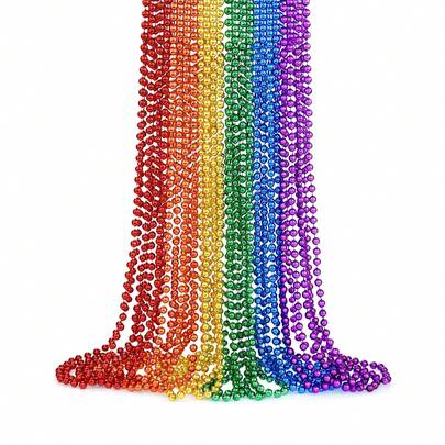 6pcs/Set Pride Theme Accessories, Gay Pride Beaded Decorations, 6 Assorted Rainbow Beaded Necklaces, Unisex LGBTQ Pride Necklaces, Pride Month Parade Decorations, Party Favors