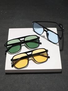 3 Pairs Men's Polycarbonate Pilot Fashion Glasses, Fashionable For Outdoor Travel For Summer Beach Vacation,Outdoor,Travel