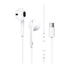 Adecuado para iPhone15, auriculares digitales Huawei tipo c, tipo intrauditivo controlado por cable para teléfono móvil Apple 15 con marca - Blanco - Ver 9