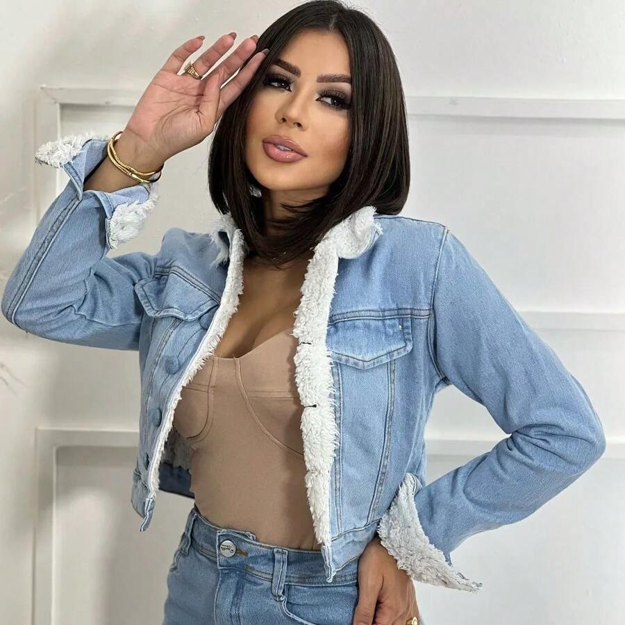 Women Denim Jackets & Coats - 淺色水洗藍 - 查看 1