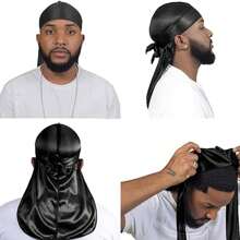 4pcs Men's Durag Cap With 2 Straps, Silky Comfortable Outdoor Breathable Casual Pirate Cap + 1pc Men's Wave Cap, Sporty Breathable Elastic Head Cap For Outdoor Activities Pirate Hat Pirate Costume