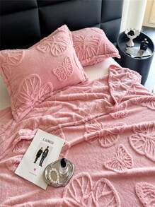 1 Pièce Couverture En Flanelle Jacquard Papillon, Couverture En Peluche Douce Et Respectueuse De La Peau, Couverture Multifonctionnelle Pour Lit, Canapé, Extérieur, Bureau, Convient Pour L'hiver Et Toutes Les Saisons, Adaptée Pour Canapé, Lit, Chaise - Couverture Double Face
