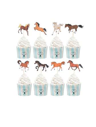 8 Pcs Horse Cupcake Toppers Horse Racing Cupcake Picks Equestrian Race Theme Baby Shower Birthday Party Cake Decorations Supplies,Christmas