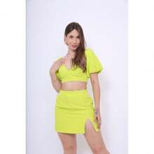 Women Two-Piece Outfits - 青檸色 - 查看 2