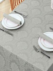 1 Pieza Mantel De Jacquard Portátil Y Ligero, Apariencia De Lujo Y Alta Calidad, Disponible En Varios Tamaños, Resistente Al Polvo Y Las Manchas, Perfecto Para Uso En El Hogar Y En El Restaurante - Plateado - Ver 3
