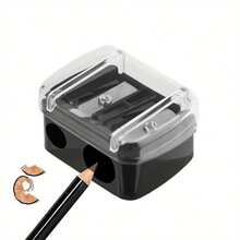 1/2/5/10PCS Double Holes Sharpener, Stainless Steel Blades, Plastic Protective Cover, Waste Catcher And Cleaning Tool,Manual Pencil Sharpener,Back-To-School Season Back To School