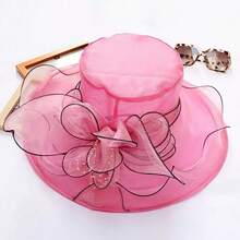 1 chiếc mũ rộng vành bằng lưới organza hoa cao cấp dành cho nữ, nhẹ và thoáng khí, thanh lịch và thời trang, thích hợp để sử dụng hàng ngày và du lịch Mũ cao bồi Mũ cao bồi Halloween - Nhiều màu - Xem 5