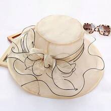 1 chiếc mũ rộng vành bằng lưới organza hoa cao cấp dành cho nữ, nhẹ và thoáng khí, thanh lịch và thời trang, thích hợp để sử dụng hàng ngày và du lịch Mũ cao bồi Mũ cao bồi Halloween - Nhiều màu - Xem 3